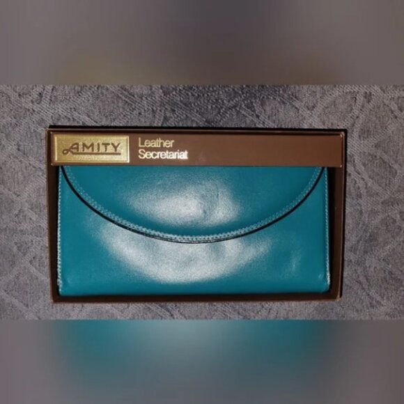 Amity Handbags - Vintage Amity Teal Leather Secretariat 80s